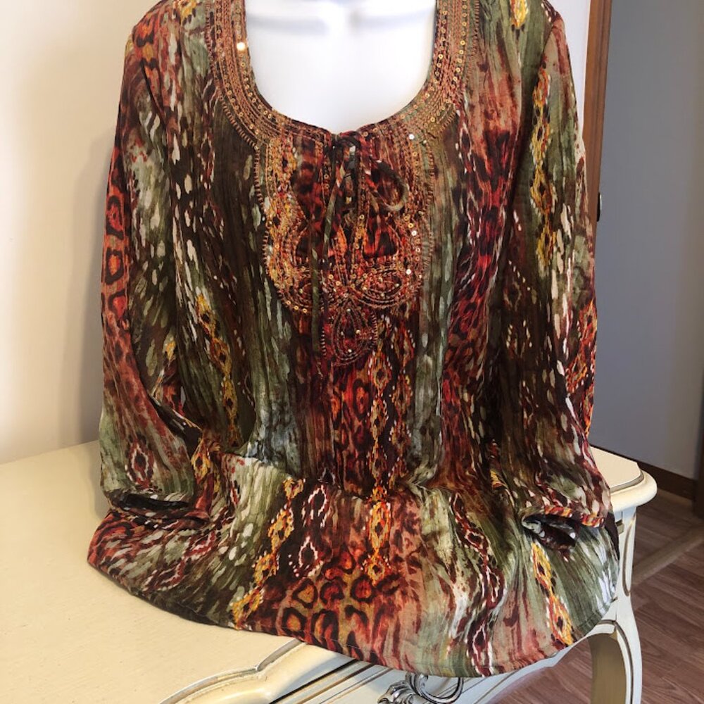 Kim Rogers Bohemian Style Tunic Top - Size 2X - Picture 2 of 14